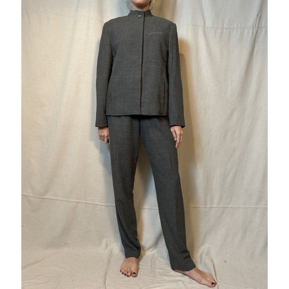 Vintage Designer Oscar De La Renta Women's Pant Suit sz 6 Gray Structured - Picture 1 of 16